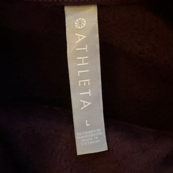 Athleta Cozy Karma Asym Pullover Burgundy Sweatshirt Size L - Picture 3 of 7